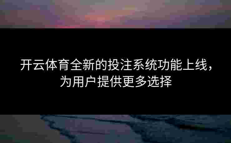 开云体育全新的投注系统功能上线，为用户提供更多选择